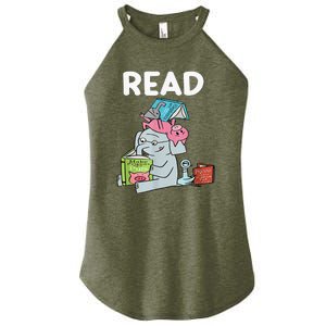 Funny Teacher Library Read Book Club Piggie Elephant Pigeons Women's Perfect Tri Rocker Tank