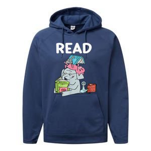 Funny Teacher Library Read Book Club Piggie Elephant Pigeons Performance Fleece Hoodie