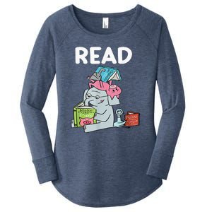 Funny Teacher Library Read Book Club Piggie Elephant Pigeons Women's Perfect Tri Tunic Long Sleeve Shirt