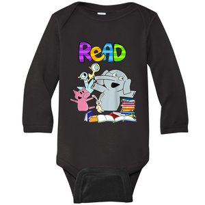 Funny Teacher Library Read Book Club Piggie Elephant Pigeons Baby Long Sleeve Bodysuit