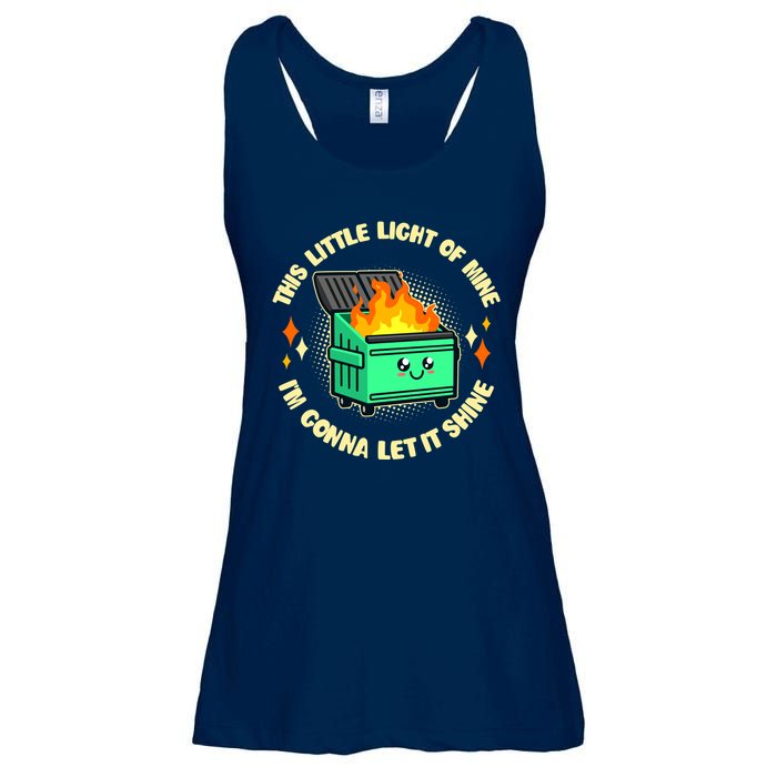 Funny This Little Light Of Mine Im Gonna Let It Shine Dumpster Fire Ladies Essential Flowy Tank