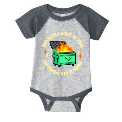 Funny This Little Light Of Mine Im Gonna Let It Shine Dumpster Fire Infant Baby Jersey Bodysuit