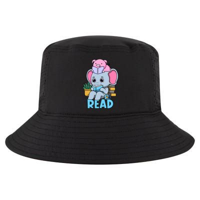 Funny Teacher Library Read Book Club Cute Piggie Elephant Cool Comfort Performance Bucket Hat