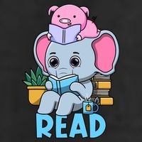 Funny Teacher Library Read Book Club Cute Piggie Elephant 7 Panel Mesh Trucker Snapback Hat