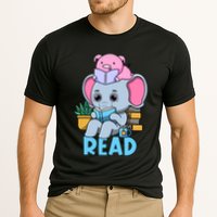 Funny Teacher Library Read Book Club Cute Piggie Elephant Cooling Performance Crew T-Shirt