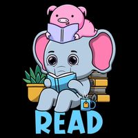 Funny Teacher Library Read Book Club Cute Piggie Elephant Cooling Performance Crew T-Shirt