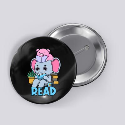 Funny Teacher Library Read Book Club Cute Piggie Elephant Button
