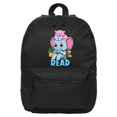 Funny Teacher Library Read Book Club Cute Piggie Elephant 16 in Basic Backpack