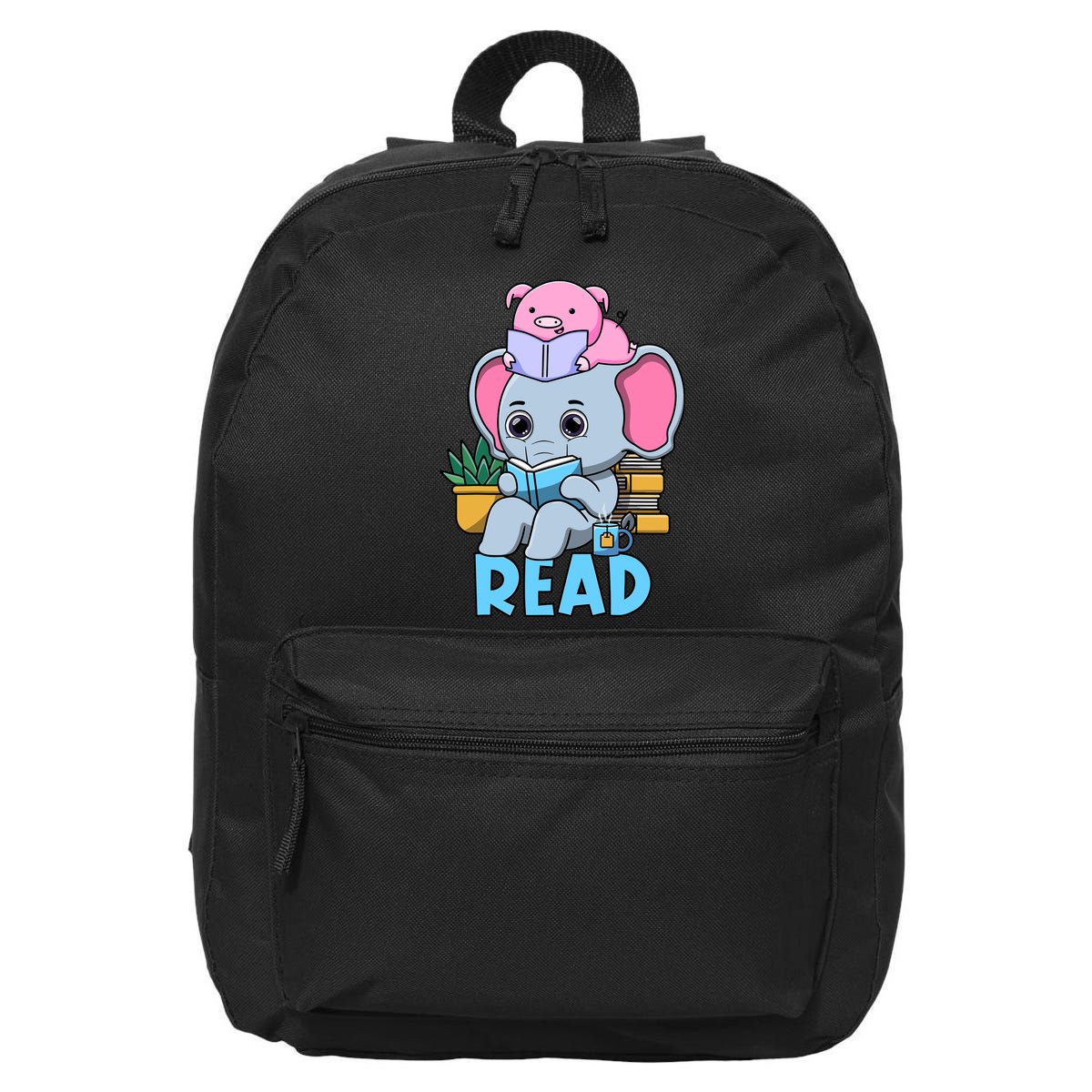Funny Teacher Library Read Book Club Cute Piggie Elephant 16 in Basic Backpack