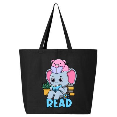 Funny Teacher Library Read Book Club Cute Piggie Elephant 25L Jumbo Tote