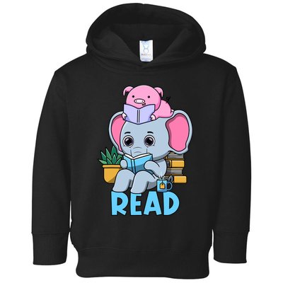 Funny Teacher Library Read Book Club Cute Piggie Elephant Toddler Hoodie
