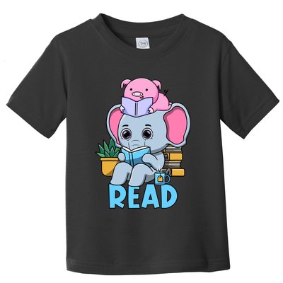 Funny Teacher Library Read Book Club Cute Piggie Elephant Toddler T-Shirt