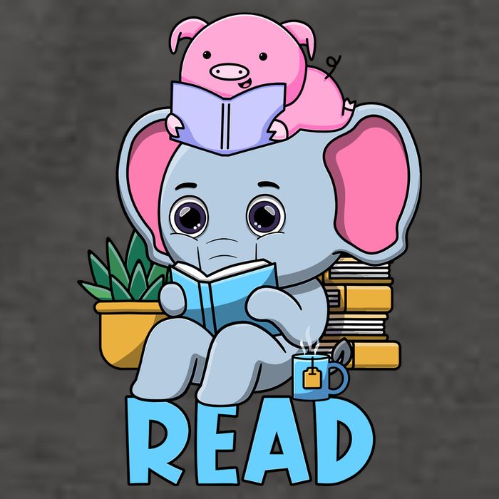 Funny Teacher Library Read Book Club Cute Piggie Elephant Vector Backpack