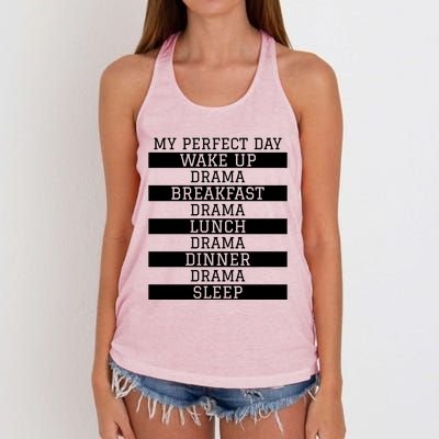 Funny Theatre Lover Actor Gift 'My Perfect Day' Love Drama Gift Women's Knotted Racerback Tank