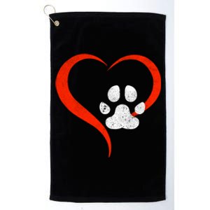 For The Love Of My Doggift Red Heart And White Dog Paw Gift Grunge Cute Gift Platinum Collection Golf Towel