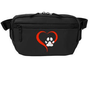 For The Love Of My Doggift Red Heart And White Dog Paw Gift Grunge Cute Gift Crossbody Pack