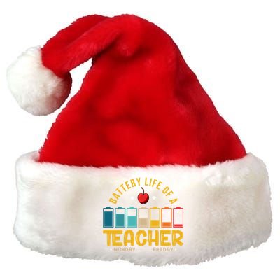 Funny Teacher Low Battery Teacher Battery Life Of A Teacher Gift Premium Christmas Santa Hat