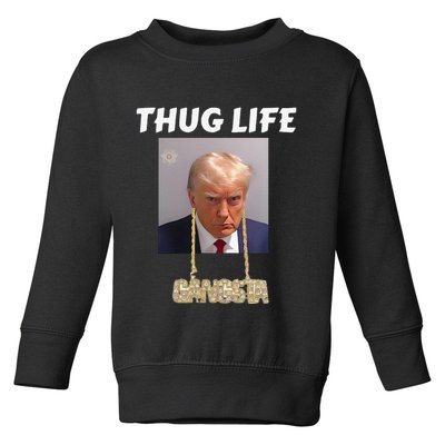Funny Thug Life Trump Mugshot Gangsta Gold Chain Bling Drip Trump Toddler Sweatshirt