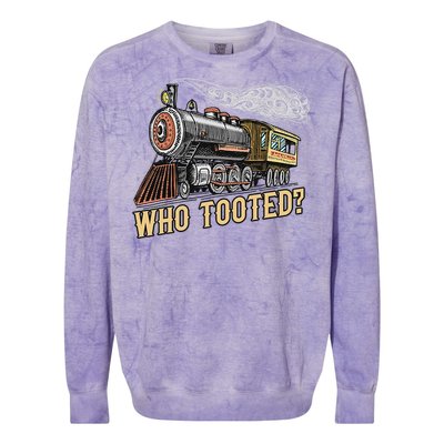 Funny Train Lovers & Railroad Vintage Retro Locomotive Gifts Who Tooted Colorblast Crewneck Sweatshirt