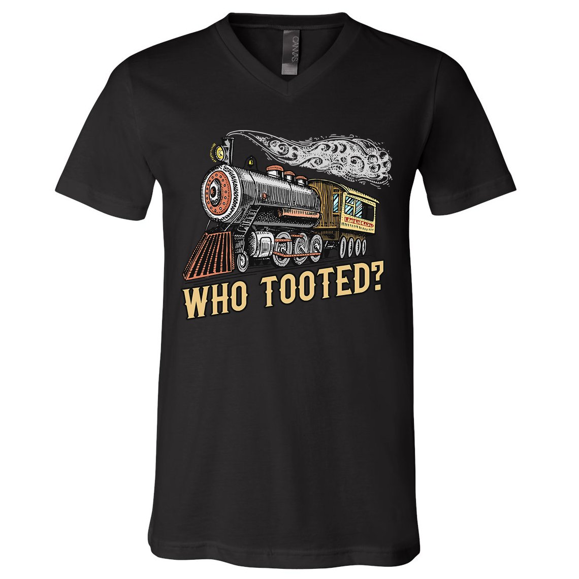 Funny Train Lovers & Railroad Vintage Retro Locomotive Gifts Who Tooted V-Neck T-Shirt