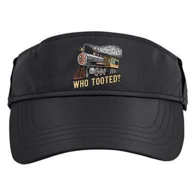 Funny Train Lovers & Railroad Vintage Retro Locomotive Gifts Who Tooted Adult Drive Performance Visor