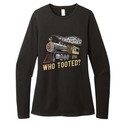 Funny Train Lovers & Railroad Vintage Retro Locomotive Gifts Who Tooted Womens CVC Long Sleeve Shirt