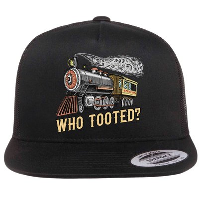 Funny Train Lovers & Railroad Vintage Retro Locomotive Gifts Who Tooted Flatbill Hat