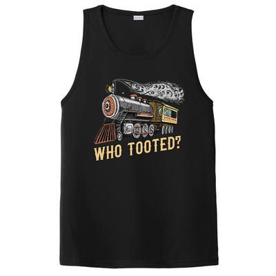 Funny Train Lovers & Railroad Vintage Retro Locomotive Gifts Who Tooted PosiCharge Competitor Tank