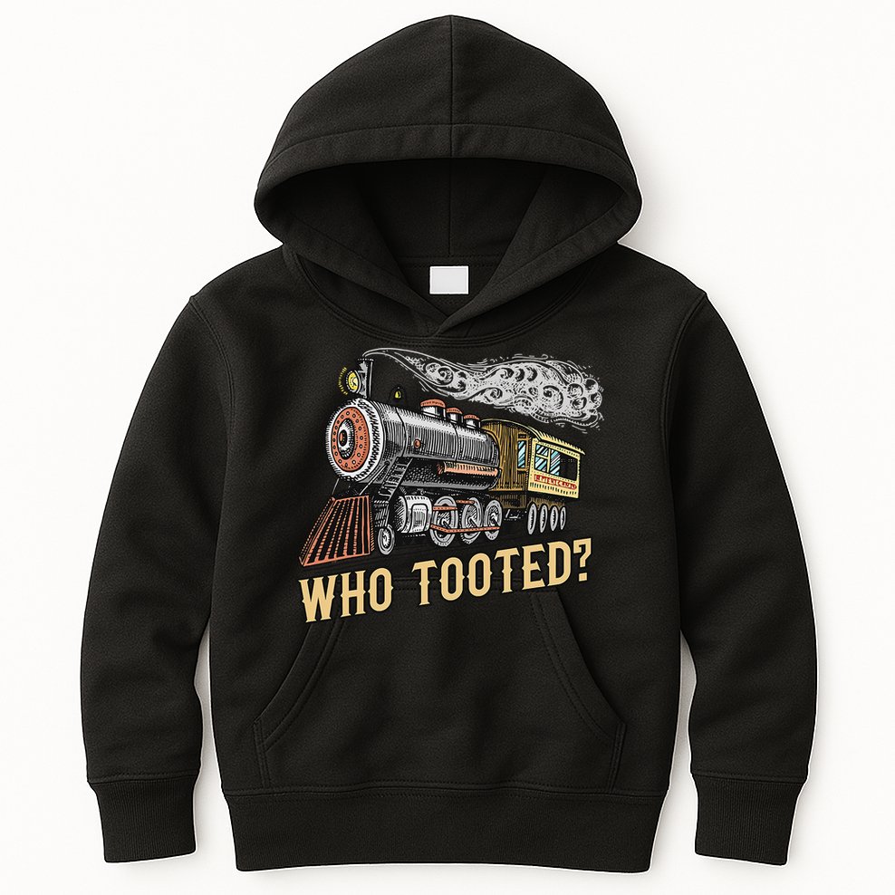 Funny Train Lovers & Railroad Vintage Retro Locomotive Gifts Who Tooted Kids Hoodie