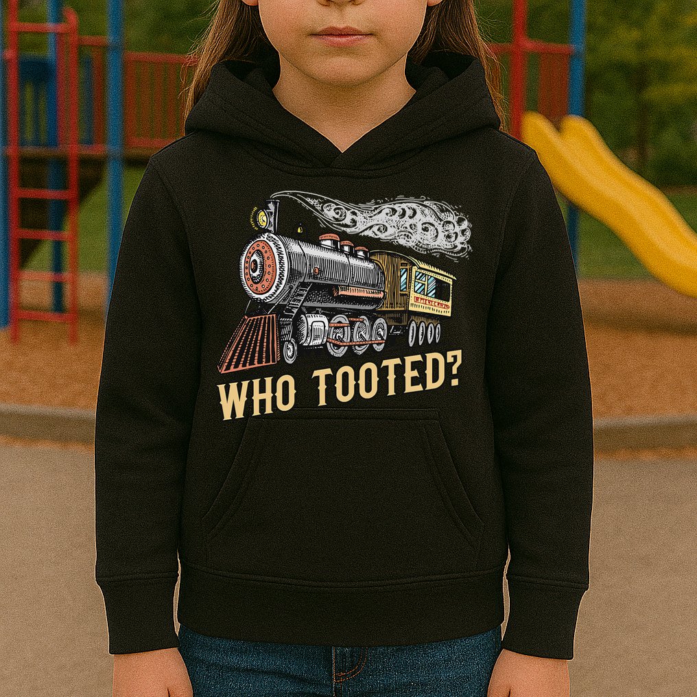 Funny Train Lovers & Railroad Vintage Retro Locomotive Gifts Who Tooted Kids Hoodie
