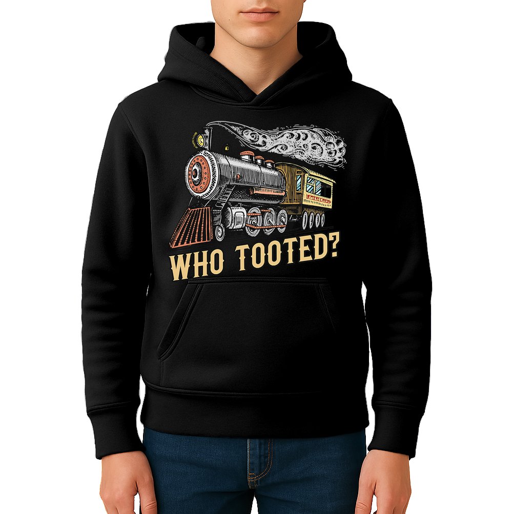 Funny Train Lovers & Railroad Vintage Retro Locomotive Gifts Who Tooted Kids Hoodie