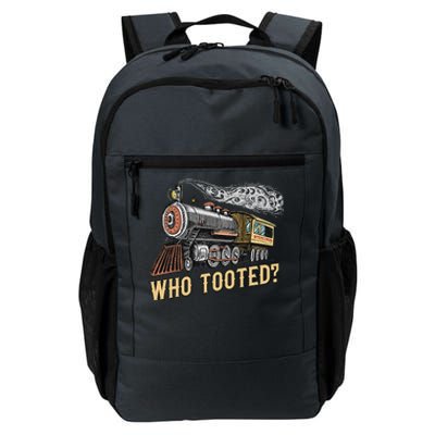 Funny Train Lovers & Railroad Vintage Retro Locomotive Gifts Who Tooted Daily Commute Backpack