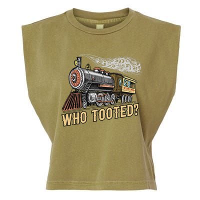 Funny Train Lovers & Railroad Vintage Retro Locomotive Gifts Who Tooted Garment-Dyed Women's Muscle Tee