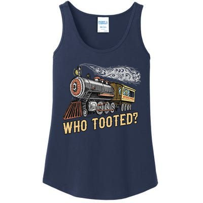 Funny Train Lovers & Railroad Vintage Retro Locomotive Gifts Who Tooted Ladies Essential Tank