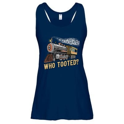 Funny Train Lovers & Railroad Vintage Retro Locomotive Gifts Who Tooted Ladies Essential Flowy Tank