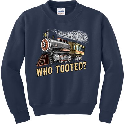 Funny Train Lovers & Railroad Vintage Retro Locomotive Gifts Who Tooted Kids Sweatshirt