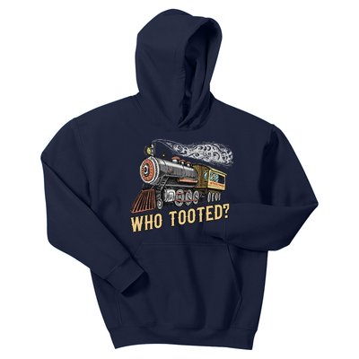 Funny Train Lovers & Railroad Vintage Retro Locomotive Gifts Who Tooted Kids Hoodie