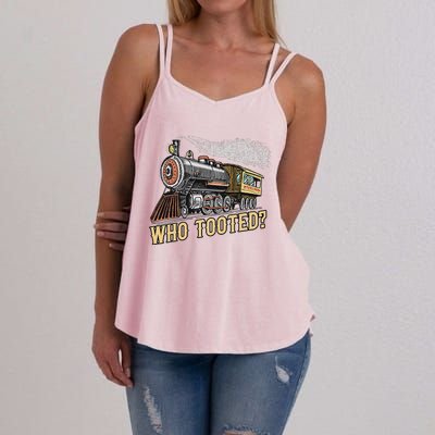 Funny Train Lovers & Railroad Vintage Retro Locomotive Gifts Who Tooted Women's Strappy Tank