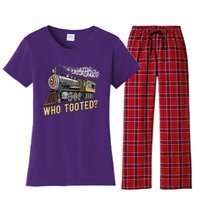 Funny Train Lovers & Railroad Vintage Retro Locomotive Gifts Who Tooted Women's Flannel Pajama Set