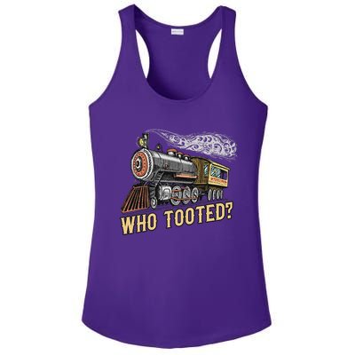 Funny Train Lovers & Railroad Vintage Retro Locomotive Gifts Who Tooted Ladies PosiCharge Competitor Racerback Tank