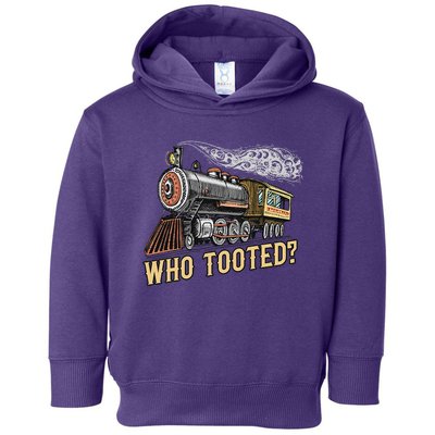 Funny Train Lovers & Railroad Vintage Retro Locomotive Gifts Who Tooted Toddler Hoodie