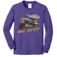 Funny Train Lovers & Railroad Vintage Retro Locomotive Gifts Who Tooted Kids Long Sleeve Shirt