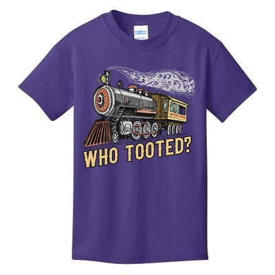 Funny Train Lovers & Railroad Vintage Retro Locomotive Gifts Who Tooted Kids T-Shirt