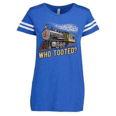 Funny Train Lovers & Railroad Vintage Retro Locomotive Gifts Who Tooted Enza Ladies Jersey Football T-Shirt