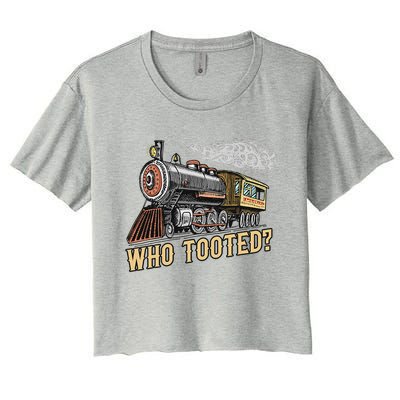 Funny Train Lovers & Railroad Vintage Retro Locomotive Gifts Who Tooted Women's Crop Top Tee