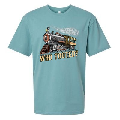 Funny Train Lovers & Railroad Vintage Retro Locomotive Gifts Who Tooted Sueded Cloud Jersey T-Shirt