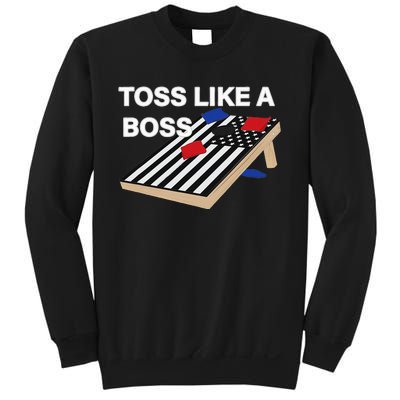 Funny Toss Like A Boss Cornhole Toss Competition US Flag Tee Sweatshirt