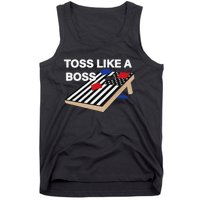 Funny Toss Like A Boss Cornhole Toss Competition US Flag Tee Tank Top