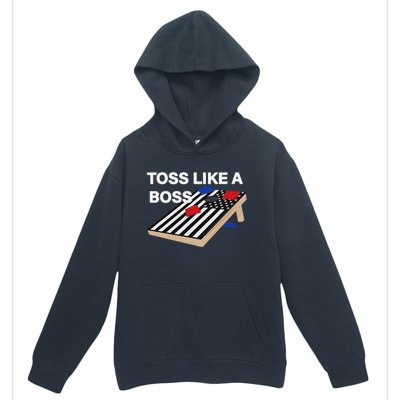 Funny Toss Like A Boss Cornhole Toss Competition US Flag Tee Urban Pullover Hoodie