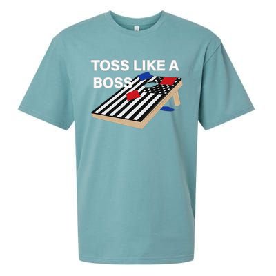 Funny Toss Like A Boss Cornhole Toss Competition US Flag Tee Sueded Cloud Jersey T-Shirt